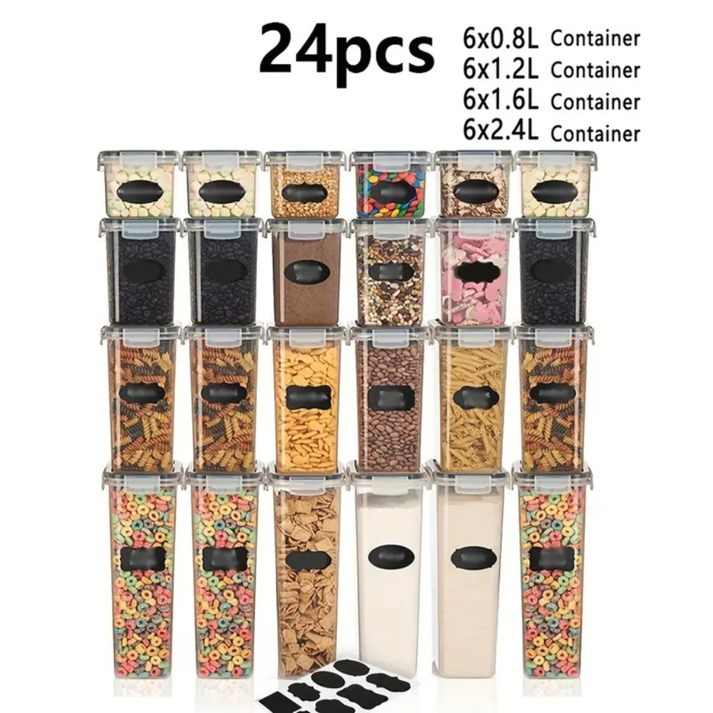 24-Piece BPA-Free Airtight Food Storage Containers Set – Includes Labels